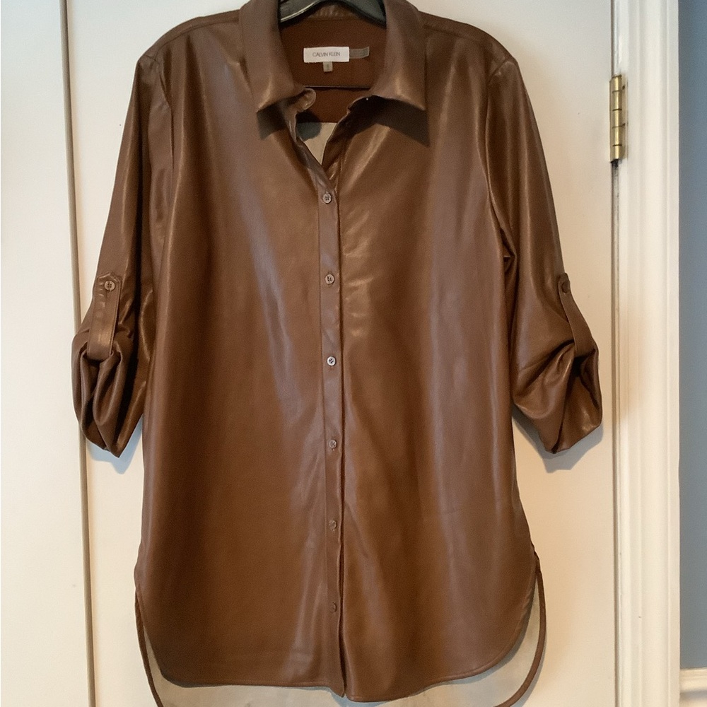 Cabi Brown Button-Up Shirt
